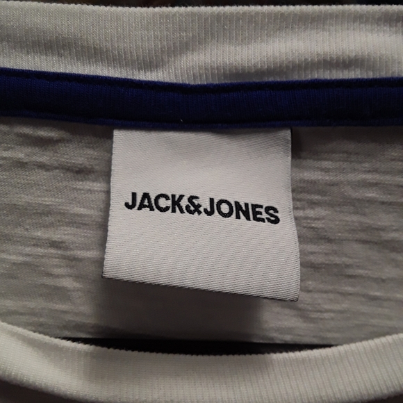 Jack & Jones Mens/Unisex Large White and Blue Longsleeve Teeshirt - Picture 10 of 16